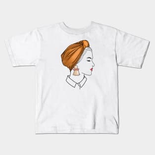 Beautiful girl in orange turban Kids T-Shirt